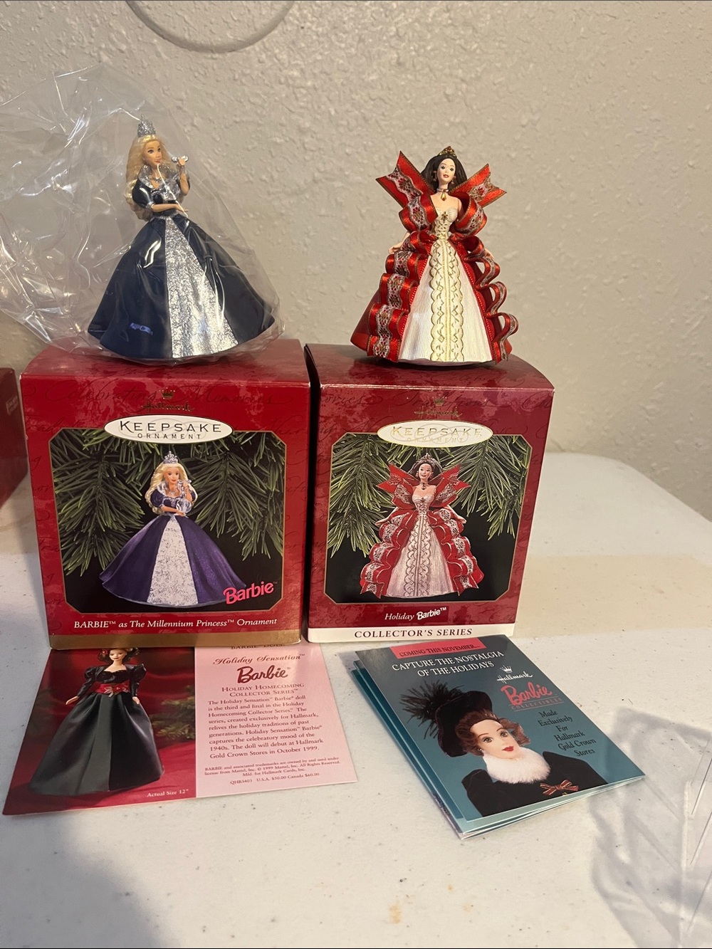 Barbie Holiday Collector Ornaments in Red and Navy Blue